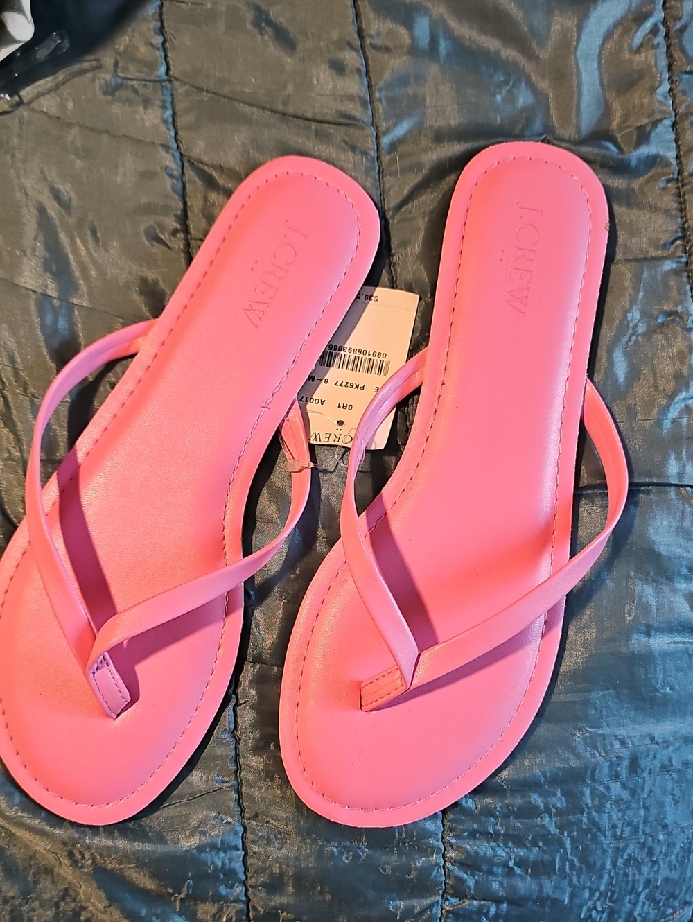 J. Crew Bright Pink Slim Strap Flip Flop Sandals